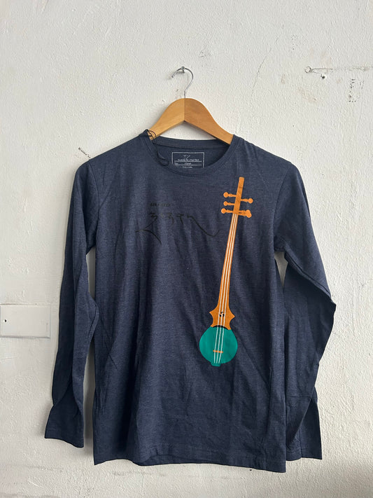 Dra-Nyen (Tibetan Lute) Long Sleeve Tee - Navy [Kids]