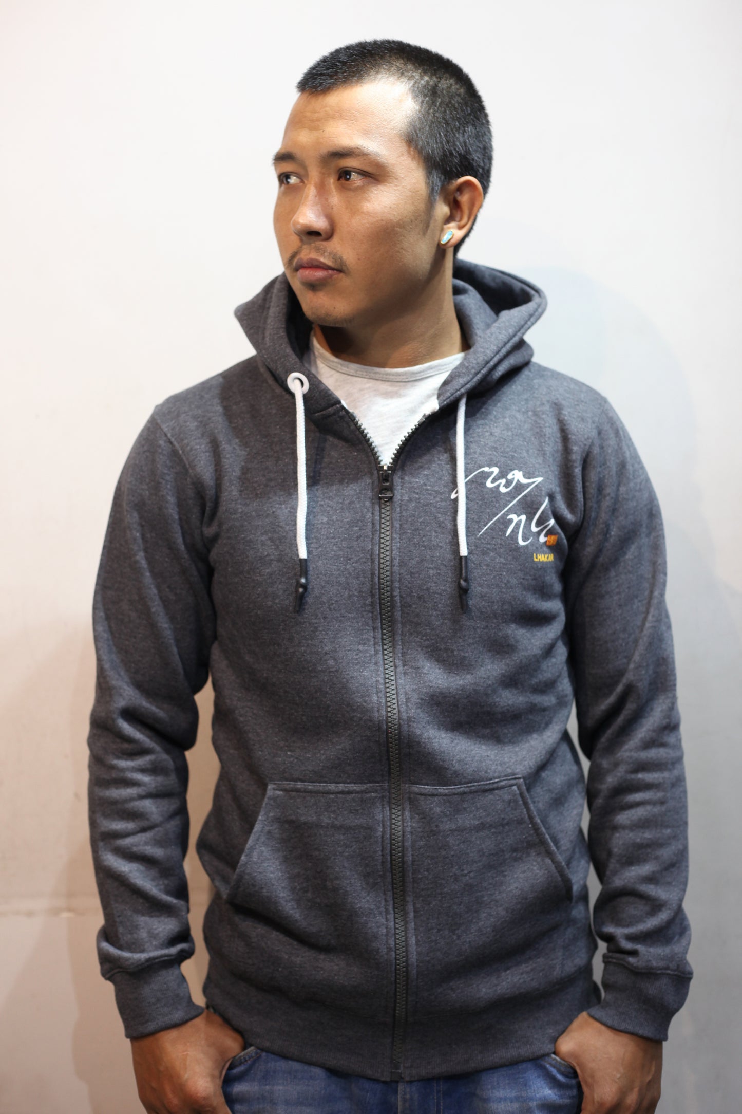 Tibetan Alphabet Full Zip Hoodie (Lhakar)