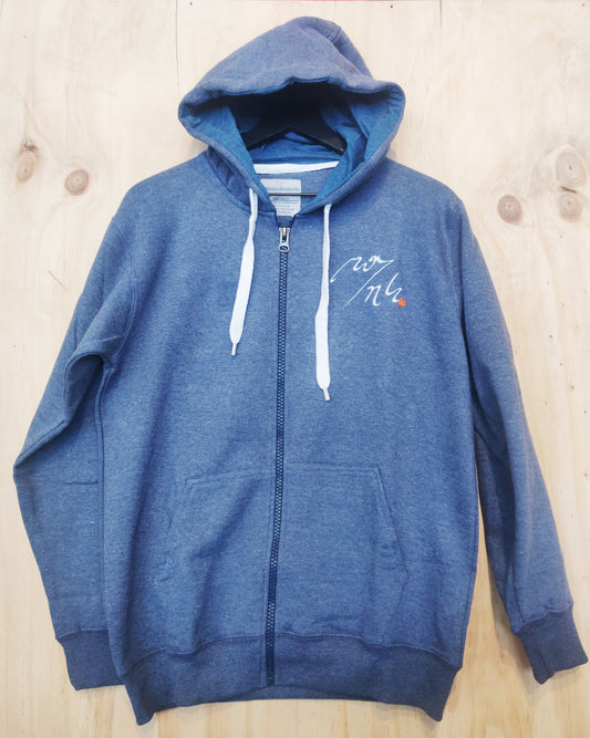Tibetan Alphabet Full Zip Hoodie - Blue